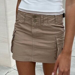 Brandy Melville Cargo Mini Skirt Tan Khaki Y2K